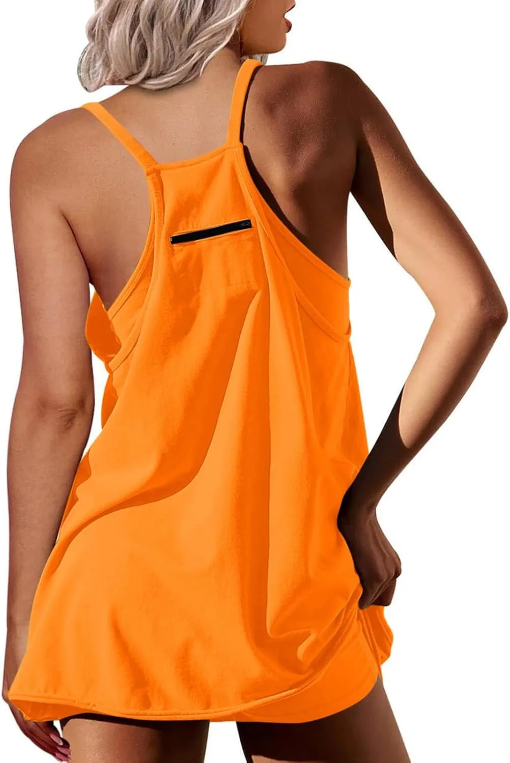 Womens Tennis Dress Workout Mini Dress with Shorts Sleeveless Spaghetti Straps Golf Athletic Dresses 2025