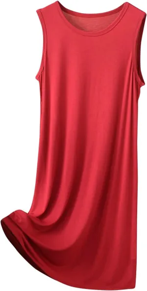 Women's Vacation Outfits Summer Casual Trendy Solid Color Sleeveless Tank Beach Dress Plus Size, XL-8XL