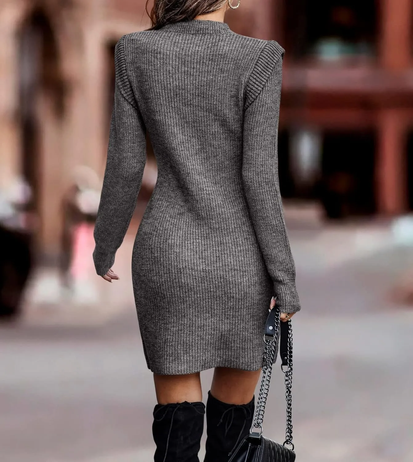 Women's Wedding Guest Dress Winter Casual Long Sleeve Crew Neck Knit Sweater