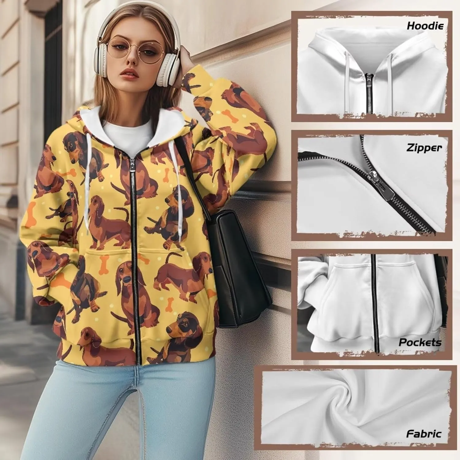 Womens Zip Up Hoodies Long Sleeve Sweatshirts Casual Oversized Fall Outfits Drop Shoulder Outdoor Sweatshirt with Pockets