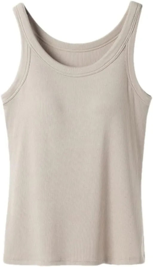 Wvapzxx Ribbed Bra Tank Top For Women Sleeveless Sexy Casual Camisole Singlet Vest