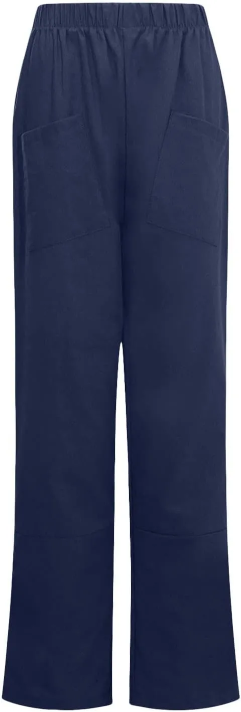 XUNRYAN Women's Capris Cotton Linen Pants Summer Casual Workout Comfy Lounge Pegged Palazzo Pants Trousers with Pockets