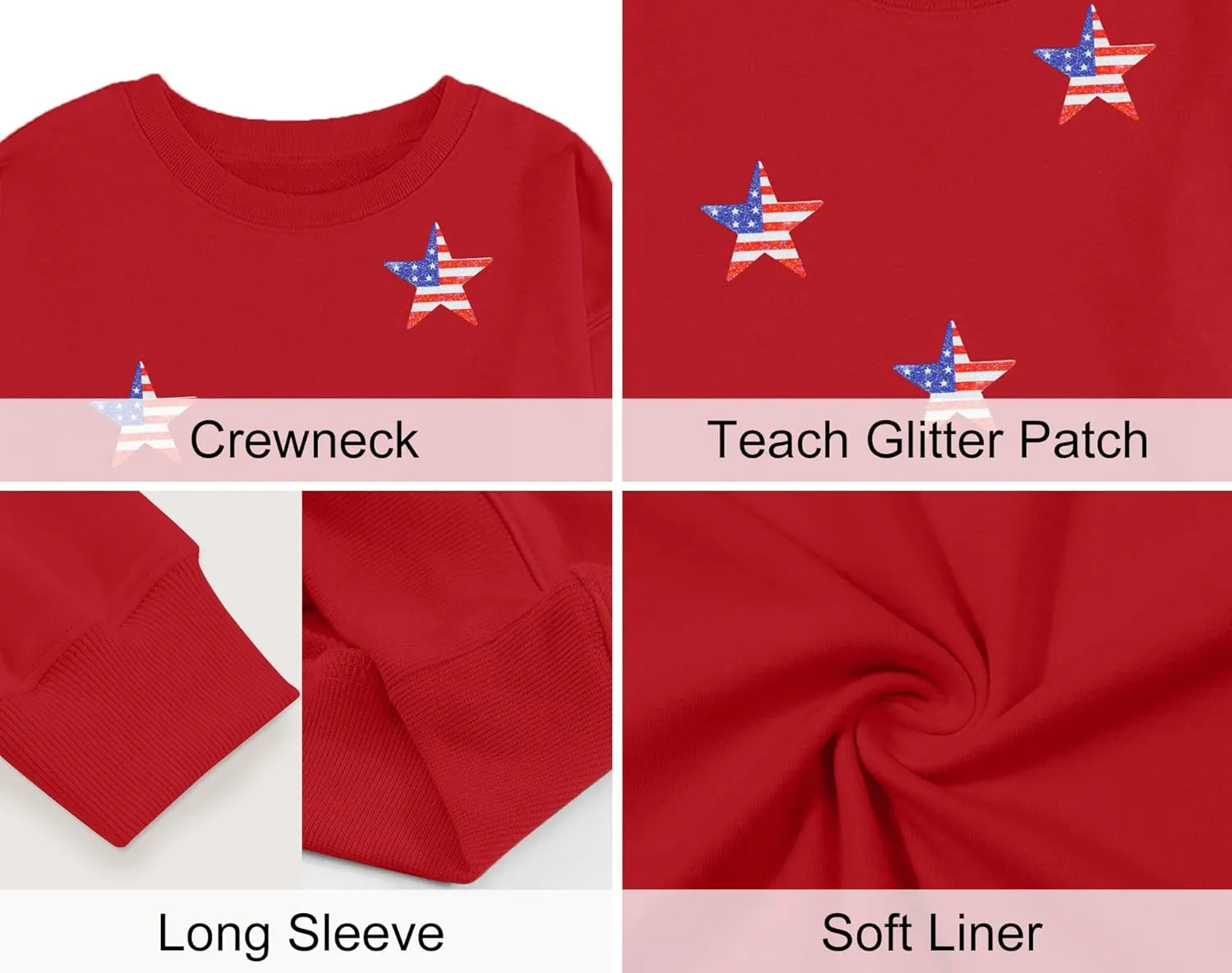 YI XIANG RAN USA Sweatshirt Women: American Shirt 1776 Patriotic TShirt Stars Stripes Glitter Pullover 4th of July Tee Tops
