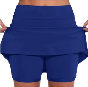 Yoga Skorts for Women Elastic Athletic Tennis Inner Shorts Tummy Control High Waist Strech Sports Skirts with Pockets
