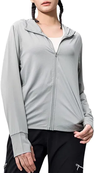 Zando UPF 50  Sun Protection Clothing Women Quick Dry Lightweight Zip Up UV Jacket Hiking Running Outdoor Performance