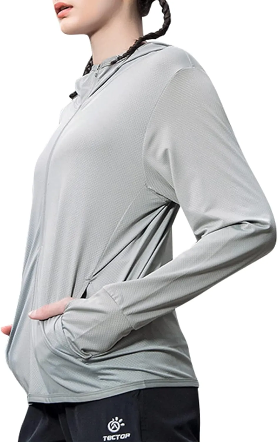 Zando UPF 50  Sun Protection Clothing Women Quick Dry Lightweight Zip Up UV Jacket Hiking Running Outdoor Performance