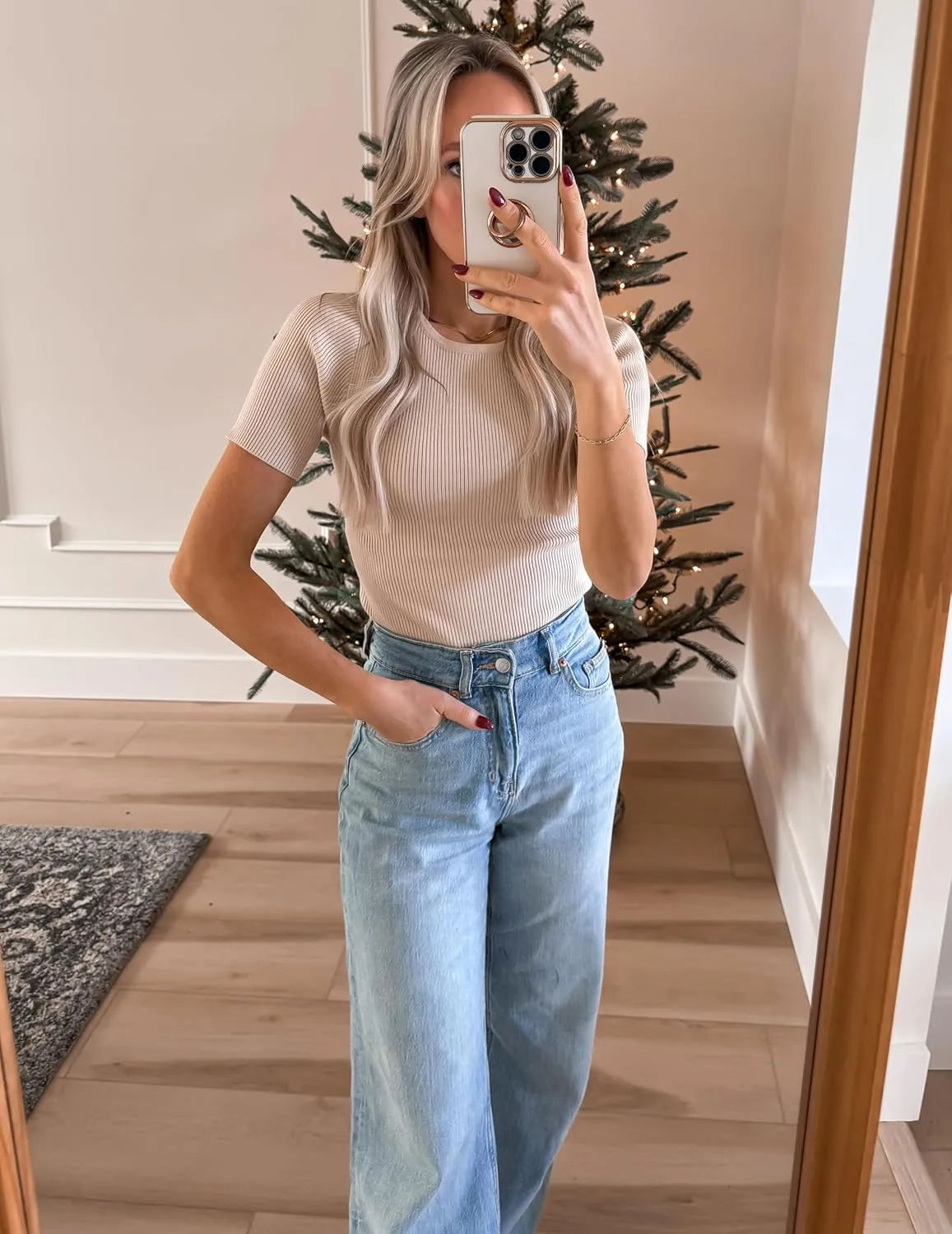 Zeagoo Women's Short Sleeve Basic Slim Fit Tops Crewneck Ribbed Knit T Shirt Cute Summer Outfits