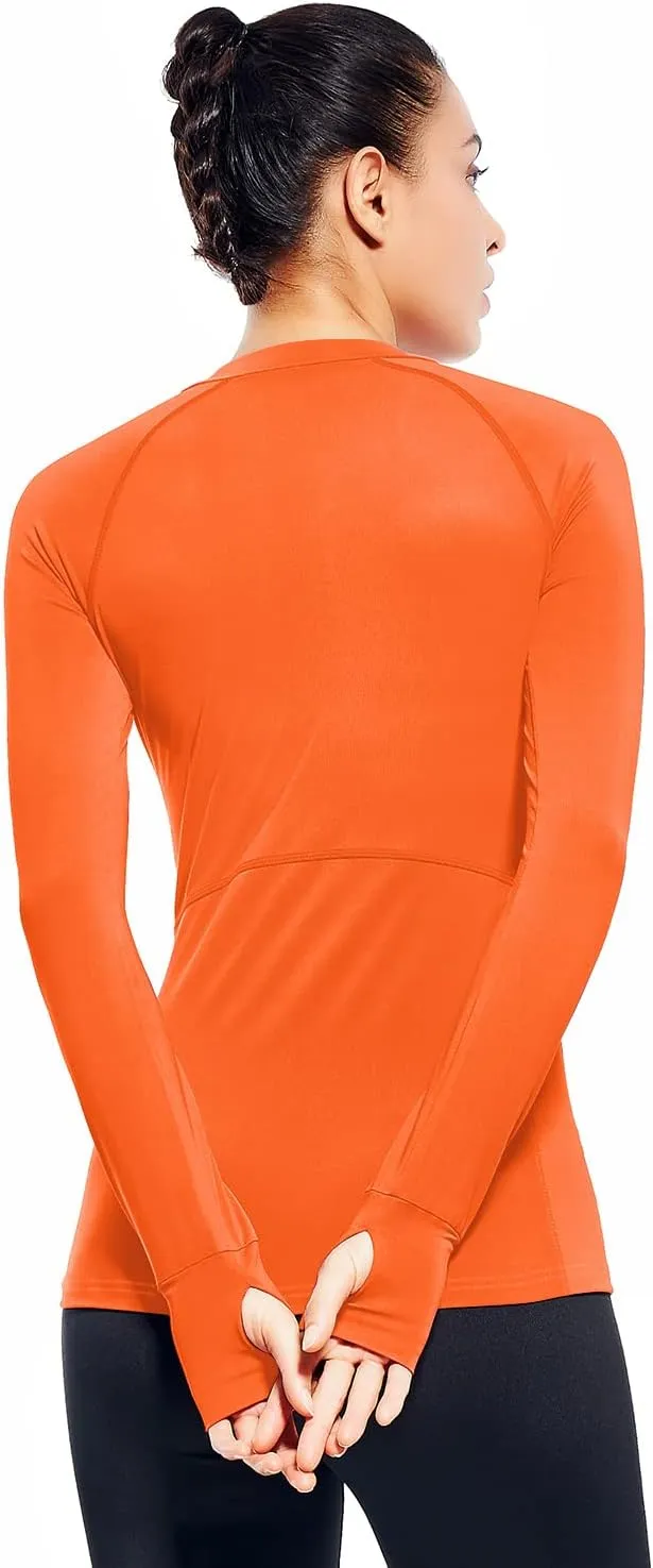 Zengjo Womens Mock Neck Athletic Top Long Sleeve Workout Shirts with Thumb Holes