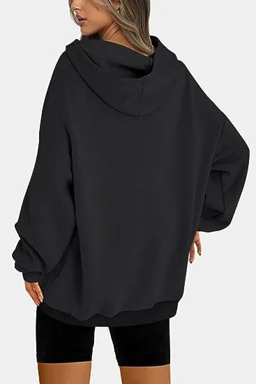 ZOCANIA Women's Oversized Hoodie Autumn Winter Casual Sweatshirts Long Sleeve Hooded Collar Solid Loose Fit Pullover Tops