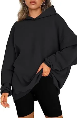 ZOCANIA Women's Oversized Hoodie Autumn Winter Casual Sweatshirts Long Sleeve Hooded Collar Solid Loose Fit Pullover Tops