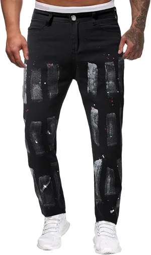 ZYXTIM Mens Stretch Skinny Ripped Jeans Slim Fit Straight Leg Destoryed Distressed Denim Pants Pencil Tapered Trousers