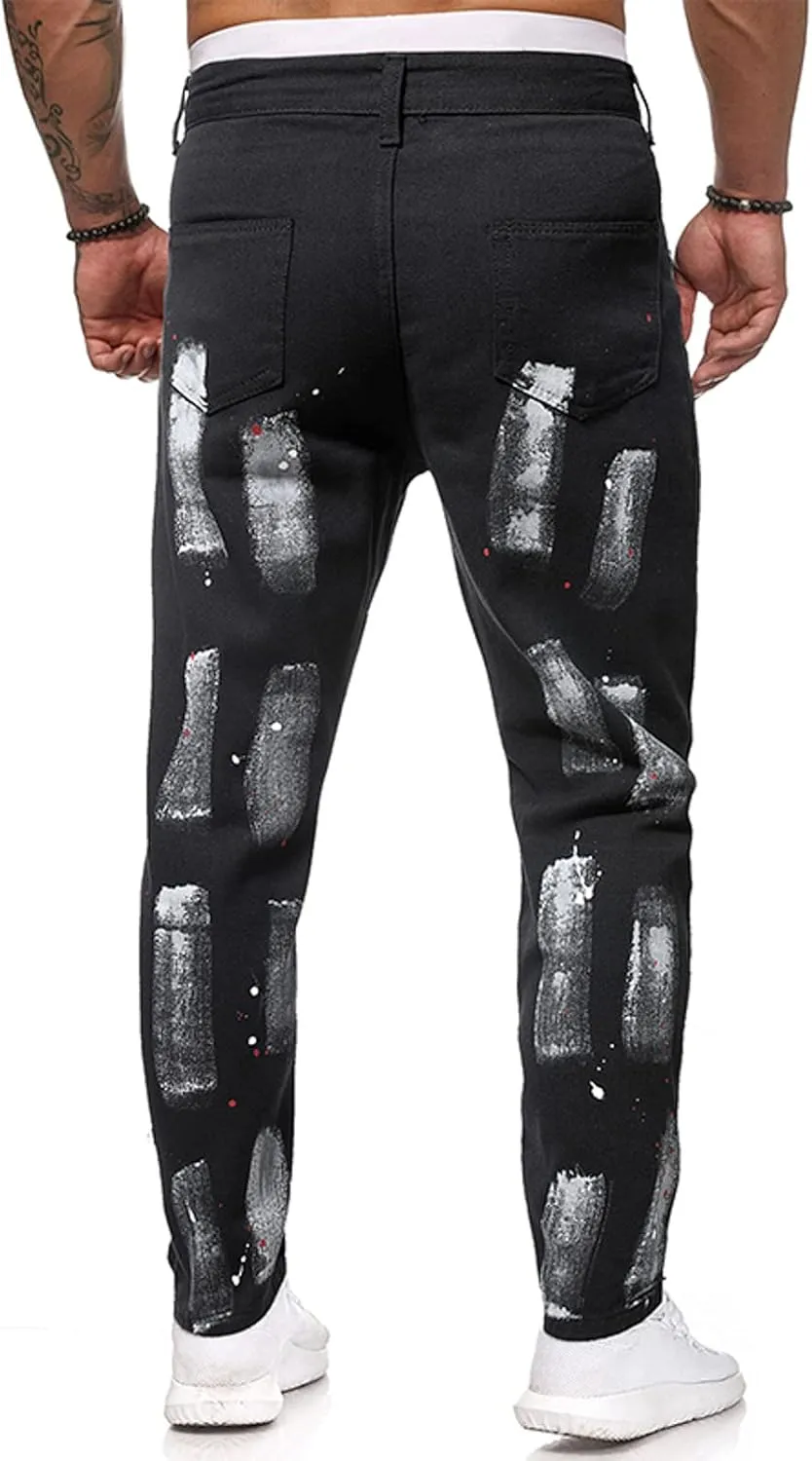 ZYXTIM Mens Stretch Skinny Ripped Jeans Slim Fit Straight Leg Destoryed Distressed Denim Pants Pencil Tapered Trousers