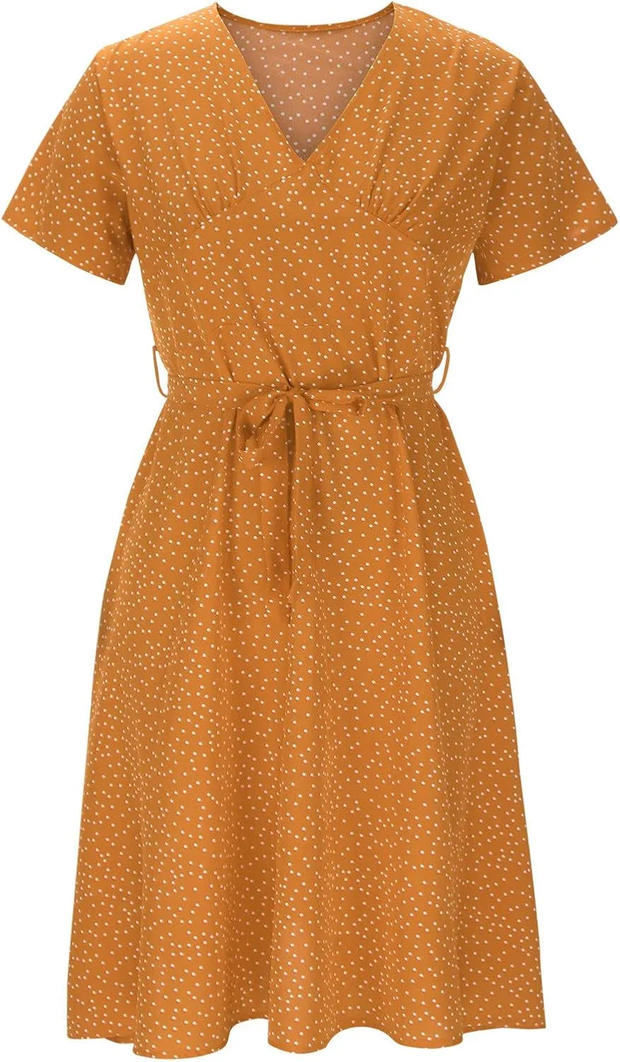 ZYXTIM Women's Elegant V Neck Summer Boho Dress Floral Print Short Sleeve Elastic Waist Flowy Dress Travel Vacation Outfits
