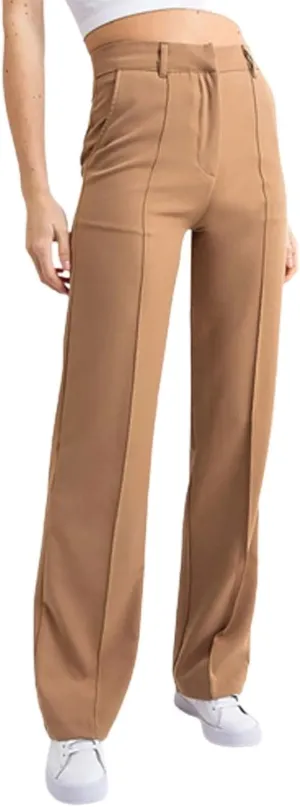 ZYXTIM Women's High Waist Straight Pants Flat Front Smart Work Trousers Zipper Fly Business Casual Trouser Petite-Plus Size